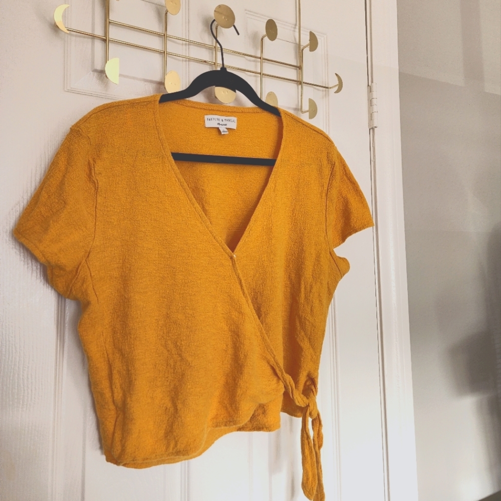 Madewell Mustard Cropped Blouse